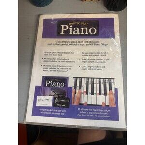 How to Play Piano Beginner Learning Kit Book Flash Cards Piano Clings set